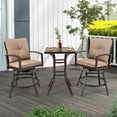 thumbnail image 2 of Costway Patio 3pcs Swivel Bar Height Bistro Set Cushioned Table Stools Furniture Outdoor, 2 of 10