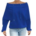 thumbnail image 1 of Women's Off Shoulder Sweatshirt Adjustable Drawstring Oversized Long Sleeve Shirt Pullover Basic Slouchy Clothes 2025, 1 of 5
