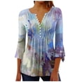 thumbnail image 2 of Blouses pour Femmes, T-shirt Imprimé Mode Manches 3/4 Blouse Col en V Hauts Décontractés, 2 of 5