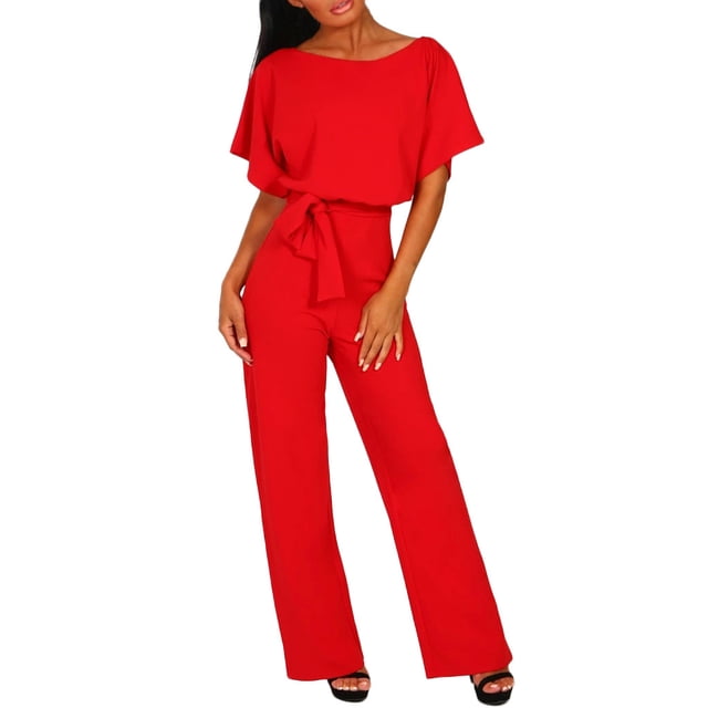 Kcodviy Combinaison Droite Tenue de Boîte de Nuit Femme Combinaison Courte Jambe Courte avec Ceinture Combinaison Extensible pour Femme Manche Combinaison pour Femme