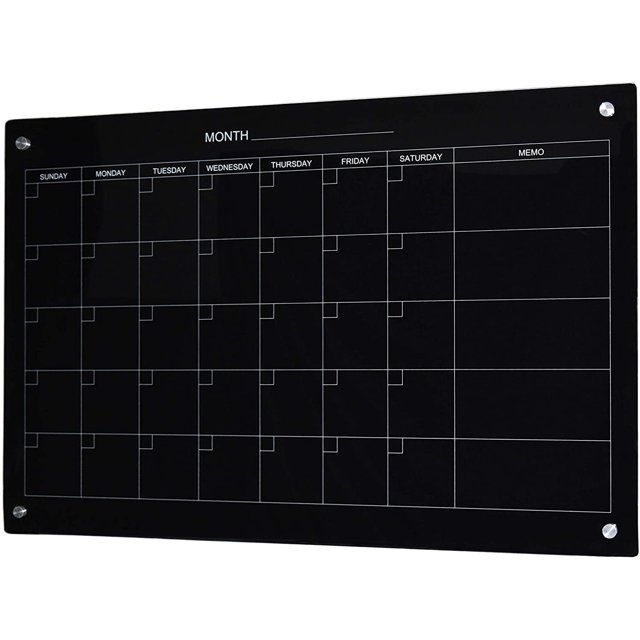 Audio-Visual Direct Ensemble de Tableau Blanc Calendrier en Verre - 90 x 120 cm - (Magnétique, Noir)