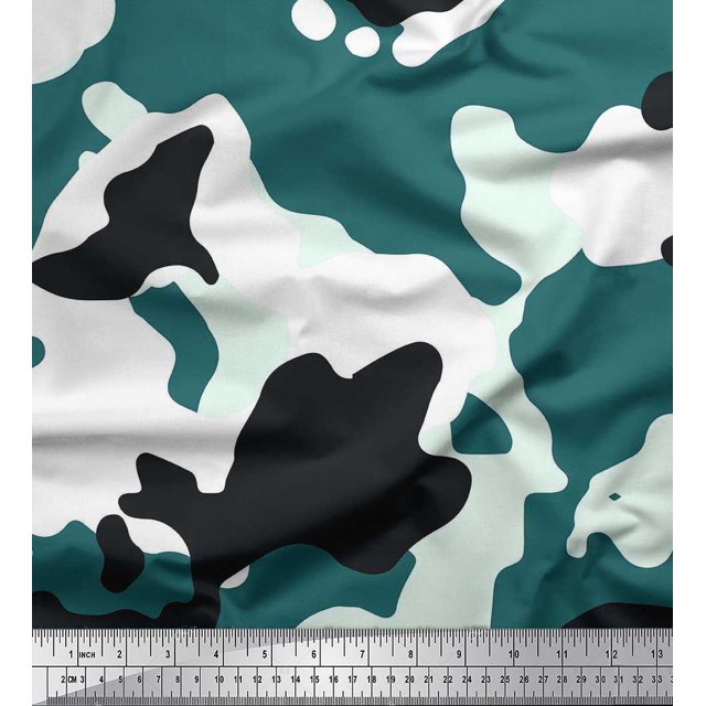Soimoi polyester Crepe Fabric Two Tone With White Camouflage Fabric Prints By Yard 52 Inch Wide