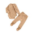 thumbnail image 4 of Xingqing Newborn Infant Baby Girl Boy Fall Winter Clothes Rib Knit Romper Footie Pants Outfits Sleeper, 4 of 7