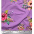 thumbnail image 1 of Soimoi Modal Satin Fabric Leaves & Anemone Flower Decor Fabric Printed Yard 42 Inch Wide, 1 of 3