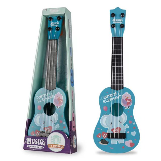 Children Ukulele Musical Toys 4 Strings Small Guitar Montessori Education Instruments Music Toy Musician Learning Gift light blue elephant