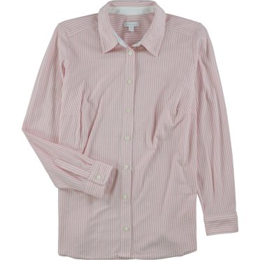 Charter Club Womens Fresh Twist Button Up Shirt, Pink, Plus Size, 1X