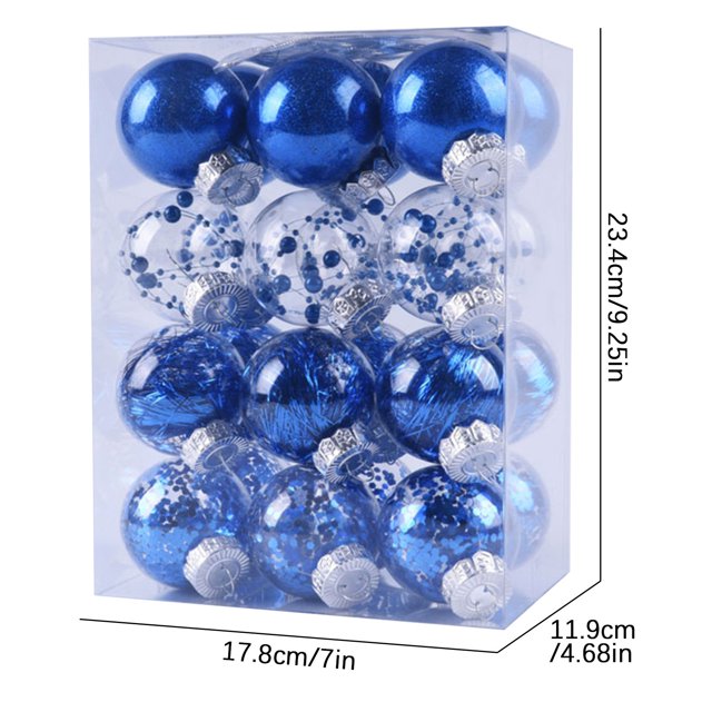 24Pcs Christmas Tree Ornament Pendant Party Supplies Tree Hanging Plastic Ball