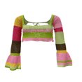 thumbnail image 1 of MesaSe Women Fall Winter Crochet Knit Mesh Sweater Off Shoulder Long Sleeve Pullover Crop Tops Ribbed Blouse Tops, 1 of 6