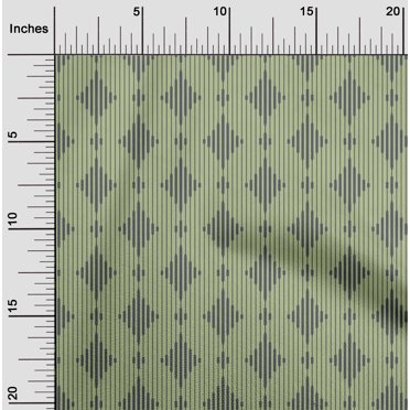 oneOone Organic Cotton Voile Fabric Stripe & Diamond Geometric Printed Craft Fabric BTY 42 Inch Wide