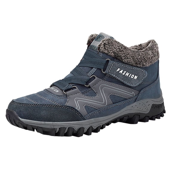 PEASKJP Winter Hiking Boots for Men Water Resistant Shoes Anti-Slip Fully Lined Casual Lightweight Hiking Boot,Navy 44