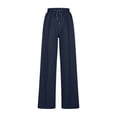 thumbnail image 5 of Pisexur Womens Sweatpants 2024 Ribbed Workout Jogging Pants Casual Baggy Elastic Waist Sweatpants Casual Baggy Drawstring Wide Leg Pants Solid Color Straight Leg Sweatpants with Pockets, 5 of 5