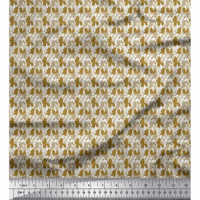 Soimoi Moss Georgette Fabric Flower Artistic Decor Fabric Printed Yard 42 Inch Wide