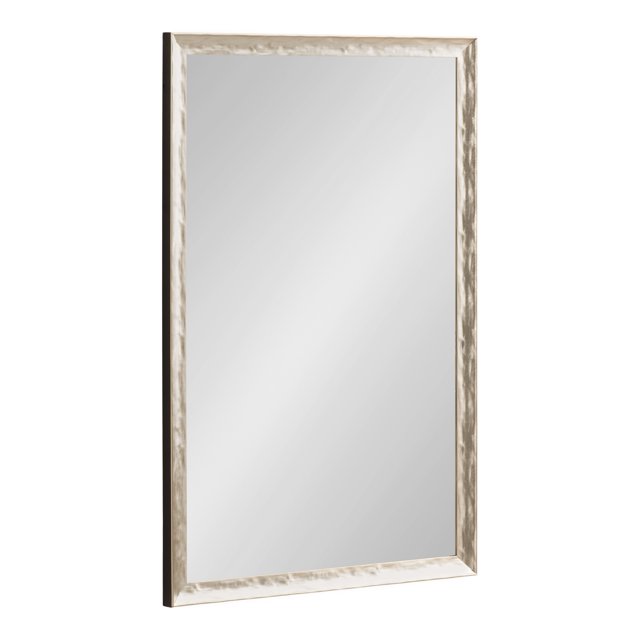 Kate and Laurel Illiona Transitional Rectangle Wall Mirror, 20 x 30, Silver, Modern Glam Rectangular Bathroom Mirror with Metallic Finish and Textured Frame