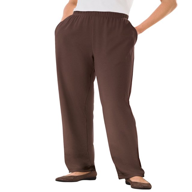 CHOK Plus Size 7-Day Knit Straight Leg Pant Stretch Elastic Waist Petite & Tall - 3X Navy