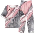thumbnail image 1 of Mikilon Ensemble Élégant pour Femmes 2 Pcs Imprimé Manches 5/10 Col Rond + Pantalon Décontracté Ensemble Chic et Confortable Manches Courtes Col Rond Rose TP, 1 of 6