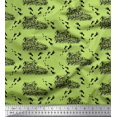 thumbnail image 1 of Soimoi Green Rayon Crepe Fabric Foot Print & Text Printed Fabric 1 Yard 46 Inch Wide, 1 of 5