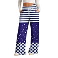 thumbnail image 1 of Pants for Women, Womens Fashionable Striped Printed Drawstring Wide Leg Pants, 1 of 4