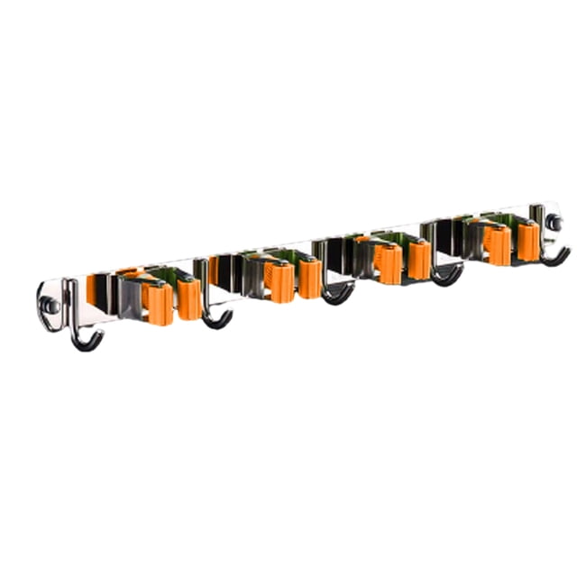 ZheElen Support Pratique pour Écouvillon en Acier Inoxydable - Fabrication Résistante à la Corrosion, Rapide, Robuste, Support Multifonction pour Écouvillon, Support pour Balai, orange, 4 Pinces et 5 Crochets, 1 Ensemble