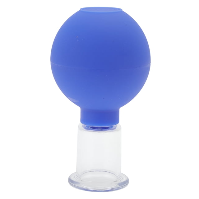 Unique Bargains 1 Pc Convenient Cupping Facial Tools for Beauty Parlor 0.79" Blue Silicone Glass