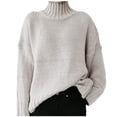 thumbnail image 1 of Mrat Chandail Court pour Femmes Uni à Manches Longues Chandail Robe Longue Chandails de Travail pour Dames Col Roulé Chandail Décontracté Hauts Blanc G, 1 of 6