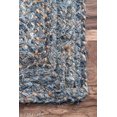 thumbnail image 3 of Aizza Trends Hand Made Hand Braided Natural Jute and Denim Floor Area Rug / Floor Carpet Rug / Natural Jute Rug, 3 of 4