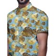 thumbnail image 4 of BESTMAN Chemise en Coton pour Hommes à Manches Courtes Imprimée Col Mandarin Chemise Décontractée, 4 of 5