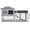 thumbnail image 1 of Topcobe Rabbit Hutch, Wooden House with Sliding Tray, Chicken Coop Bunny Cage for Small Animals, Gray, 1 of 4