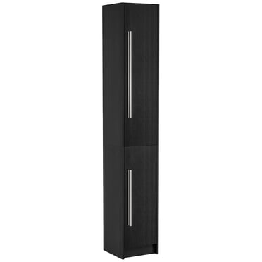 HOMCOM Tall Bathroom Storage Cabinet with 3 Adjustable Shelves, Black