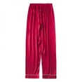 thumbnail image 2 of Clearance! Men‘s Solid Color Satin Pajama Pant Comfy Soft Loose Sleep Pants Long Bottoms, 2 of 6
