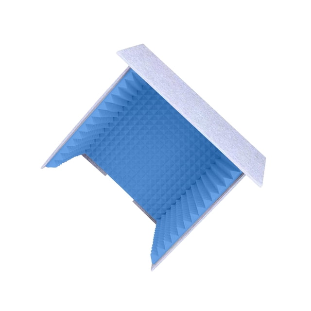 Ruiboury Soundproof Booth Studio Sound Recording Foam Cover Soundproof Desktop Panels Gray Blue 60x60cm