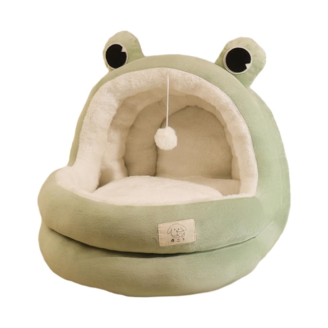 GROWTH TANK Lit pour Chat Grotte Semi-Fermée Nid pour Chat Cachette Confortable Coussin Intérieur Amovible pour Minou Vert P