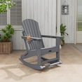 thumbnail image 2 of YUSAZENS Rocking Adirondack Chairs - Folding Rocking Chair with Footrest, Outdoor Chair with Retractable Ottoman and Cup Holder Gray, 2 of 7