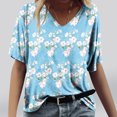 thumbnail image 2 of T-shirts Graphiques pour Femmes Mode Femmes Impression Décontractée Col en V Manches Courtes T-Shirt Ample Hauts T-Shirts à Manches Courtes pour Femmes Hauts à Manches Courtes pour Femmes T-Shirts Sois Gentille pour Femmes, 2 of 4