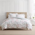 thumbnail image 1 of Martha Stewart Everyday 3-Piece Reversible Aviary Cotton Comforter Set, Pink, King, 1 of 8
