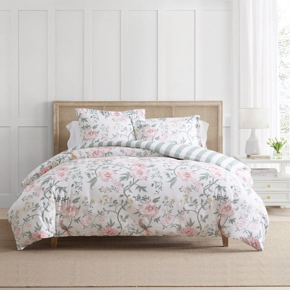Martha Stewart Everyday 3 Piece Aviary Cotton Comforter Set, Pink, King