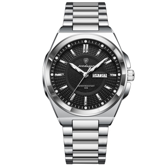 Poedagar Montre à Quartz pour Homme, Montre-Bracelet Habillée d'Affaires Étanche 30 m avec Affichage de la Date