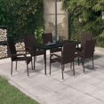 thumbnail image 1 of vidaXL 7 Piece Garden Dining Set Brown and Black, 1 of 5