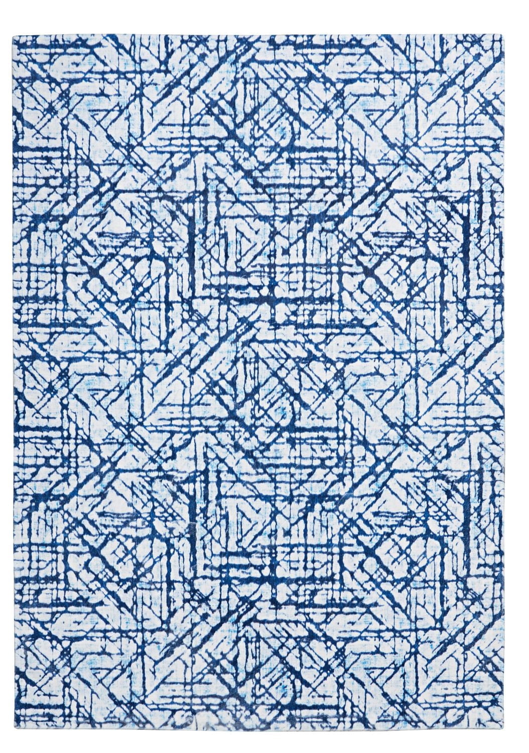 Tapis Motif Faux Lapin Ingrain bleu & blanc de 8 pi x 10 pi