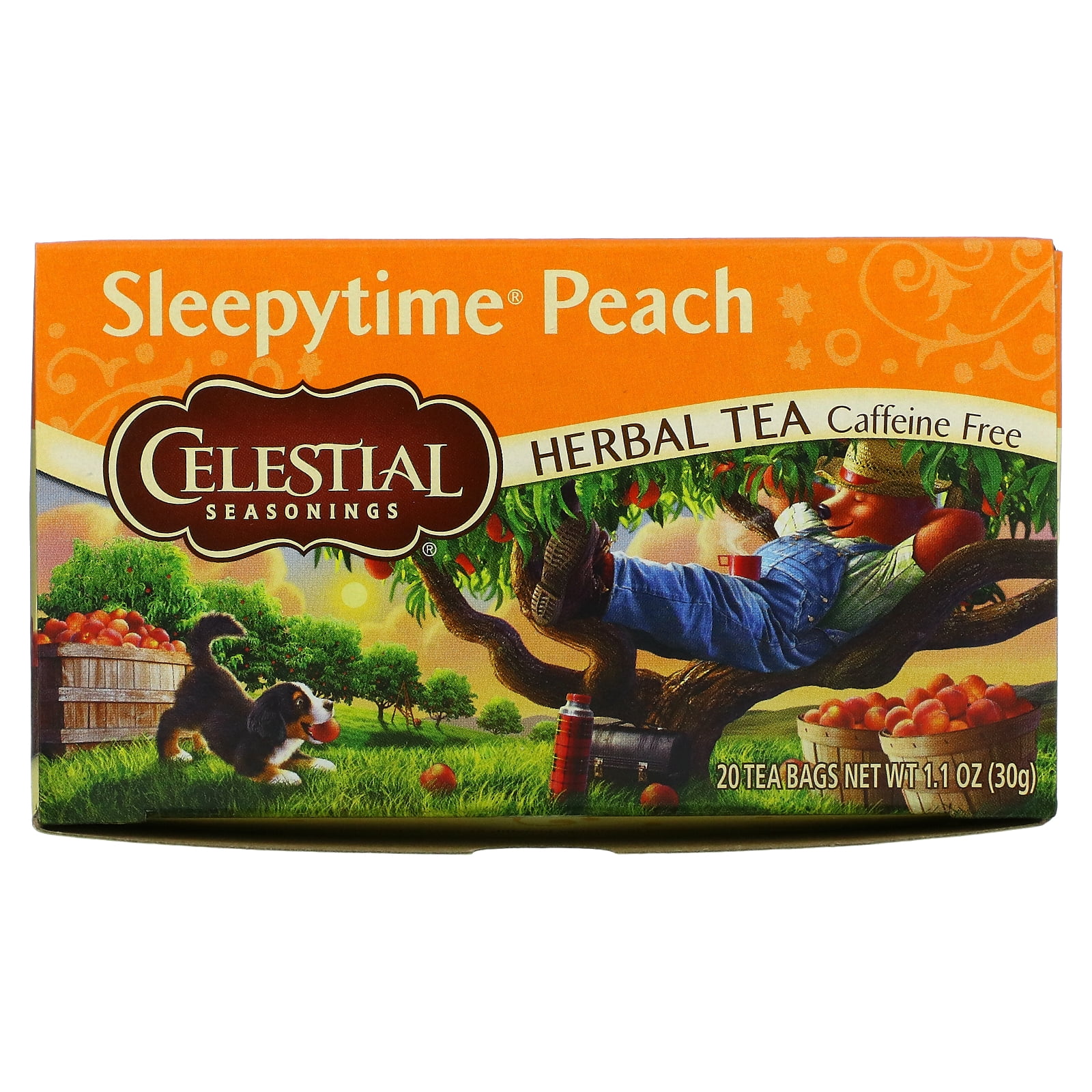 Celestial Seasonings, Herbal Tea, Caffeine Free, Sleepytime Peach, 20 Tea Bags, 1.0 oz (29 g)