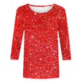 thumbnail image 4 of Ketyyh-chn99 T-Shirt Surdimensionné Femme Mode Blouse Ample T-Shirts pour Femmes Manches Longues Col Rond Chemises T-Shirt Basique Hauts Blouse Rouge, TG, 4 of 5