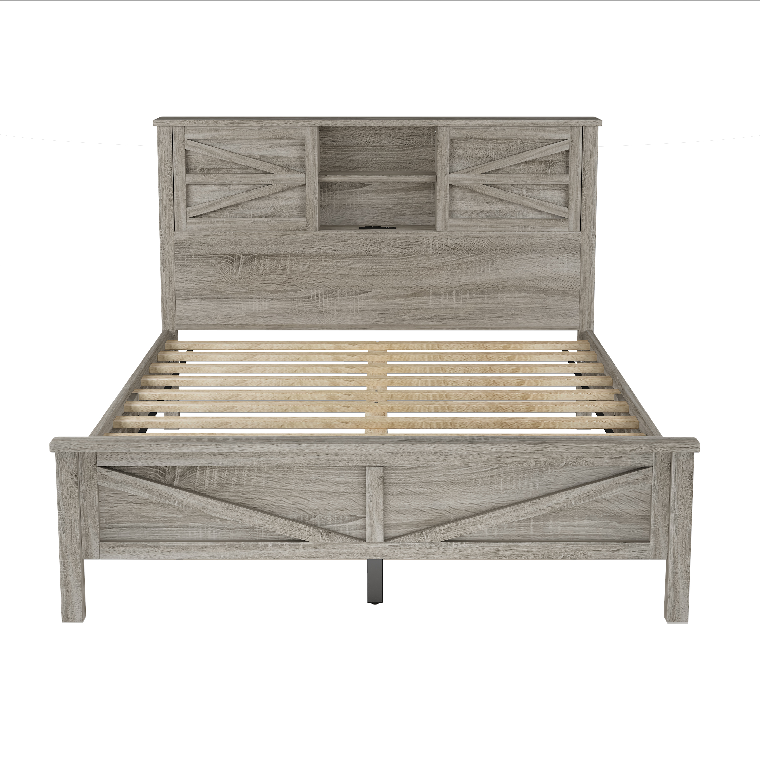 Ensemble de chambre 3 pièces Noble House : lit plateforme de style ferme, grand lit, gris antique