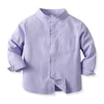 thumbnail image 2 of 2025 Spring Boy's Shirt Solid Top Shirt Color Standing Long SleevePack Breasted Cardigan Children's, 2 of 8