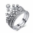 thumbnail image 2 of EGNMCR Bagues Femmes Mode Tempérament Doux Strass Forme de Couronne Bague Bijoux, 2 of 8