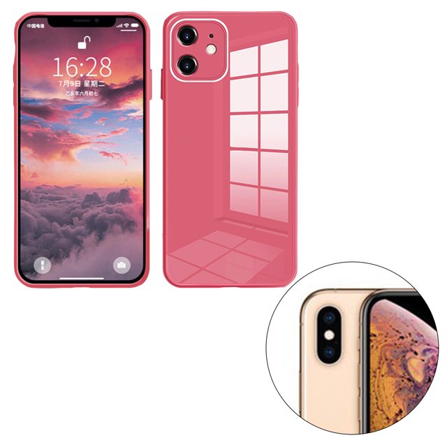 ziyahi Glass Back Phone Covers with Solid Color Full Rugged Bumper Anti-Slip Design for Iphone 7P/8P/7/8/XS Max/XR/X/XS