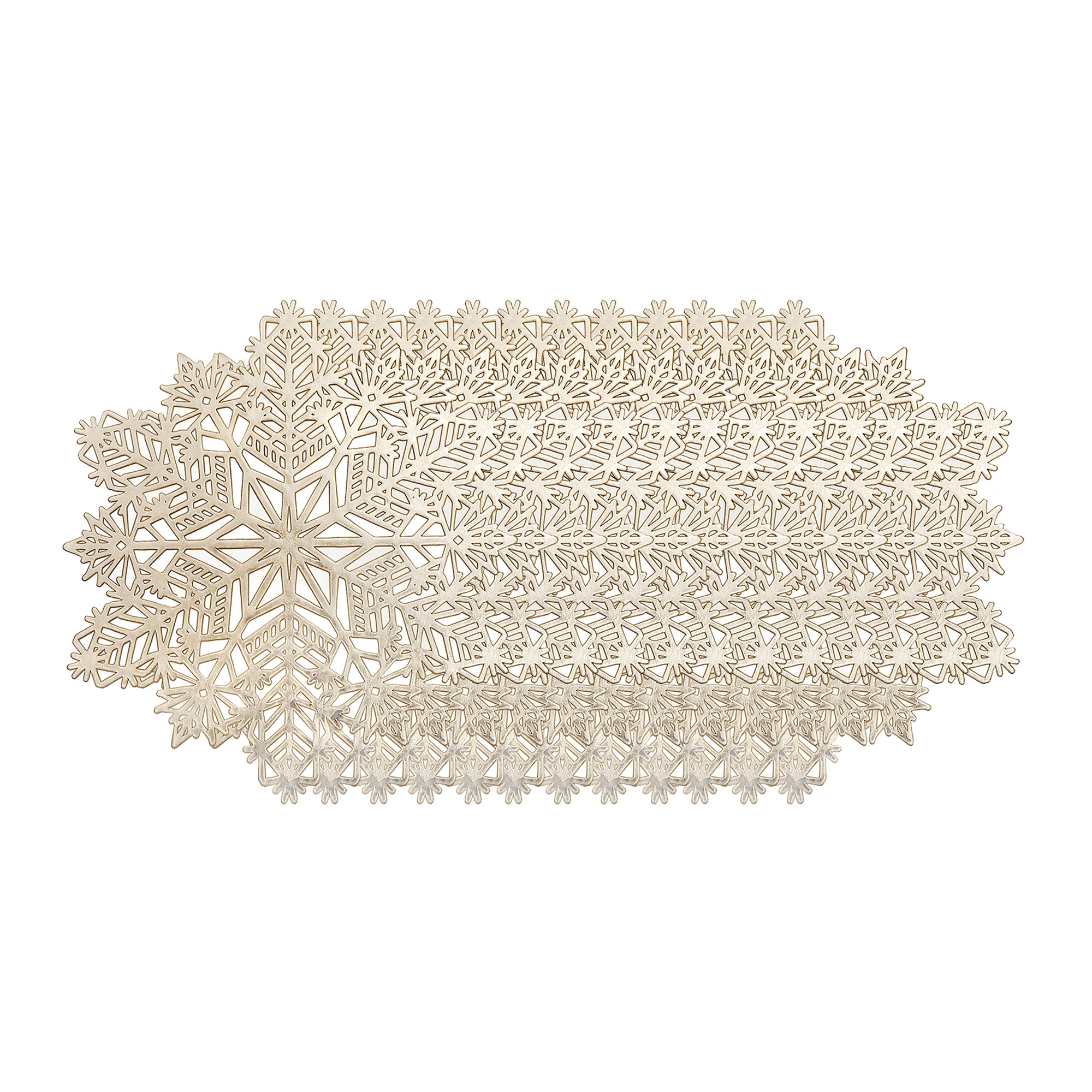 Set De Table Flocon De Neige Découpé En Pvc (Doré) - Lot De 12