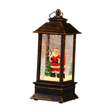 Lighted Christmas Snow Globe Lantern Night Light for Living Room Office Desk Santa Claus