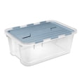 thumbnail image 1 of Sterilite 38 L Hinged Lid Storage Box, Clear Plastic Storage Bin with Flip Open Lid- Light Blue, 1 of 8