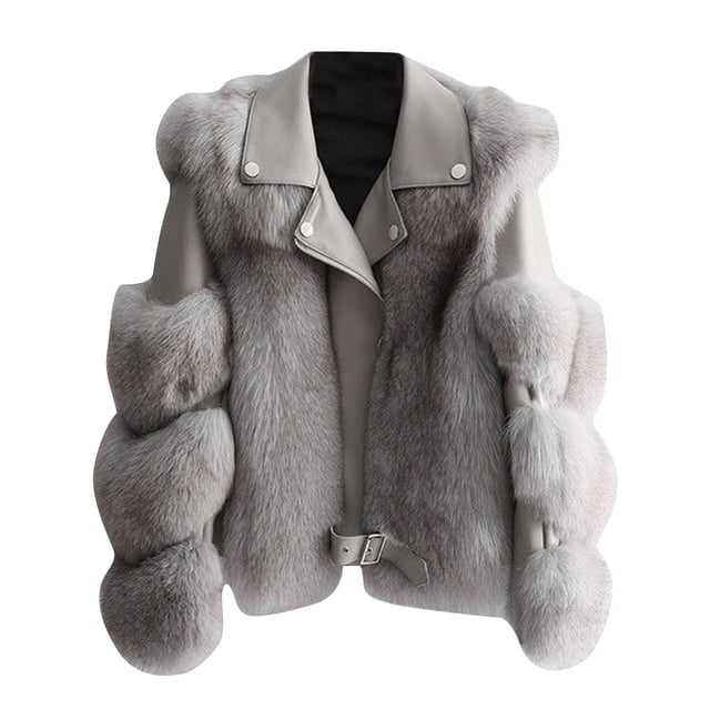 LOVZFMLL Jackets for Women's Lamb Hair Short Coat New Zipper Motorcycle Style Jacket