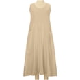 thumbnail image 4 of Aqestyerly Robe Longue pour Femme Sans Manches en Coton et Lin Couleur Unie Été Décontractée Coupe Ample Mode Confortable Quotidienne Robe Maxi HWRETIE, 4 of 9