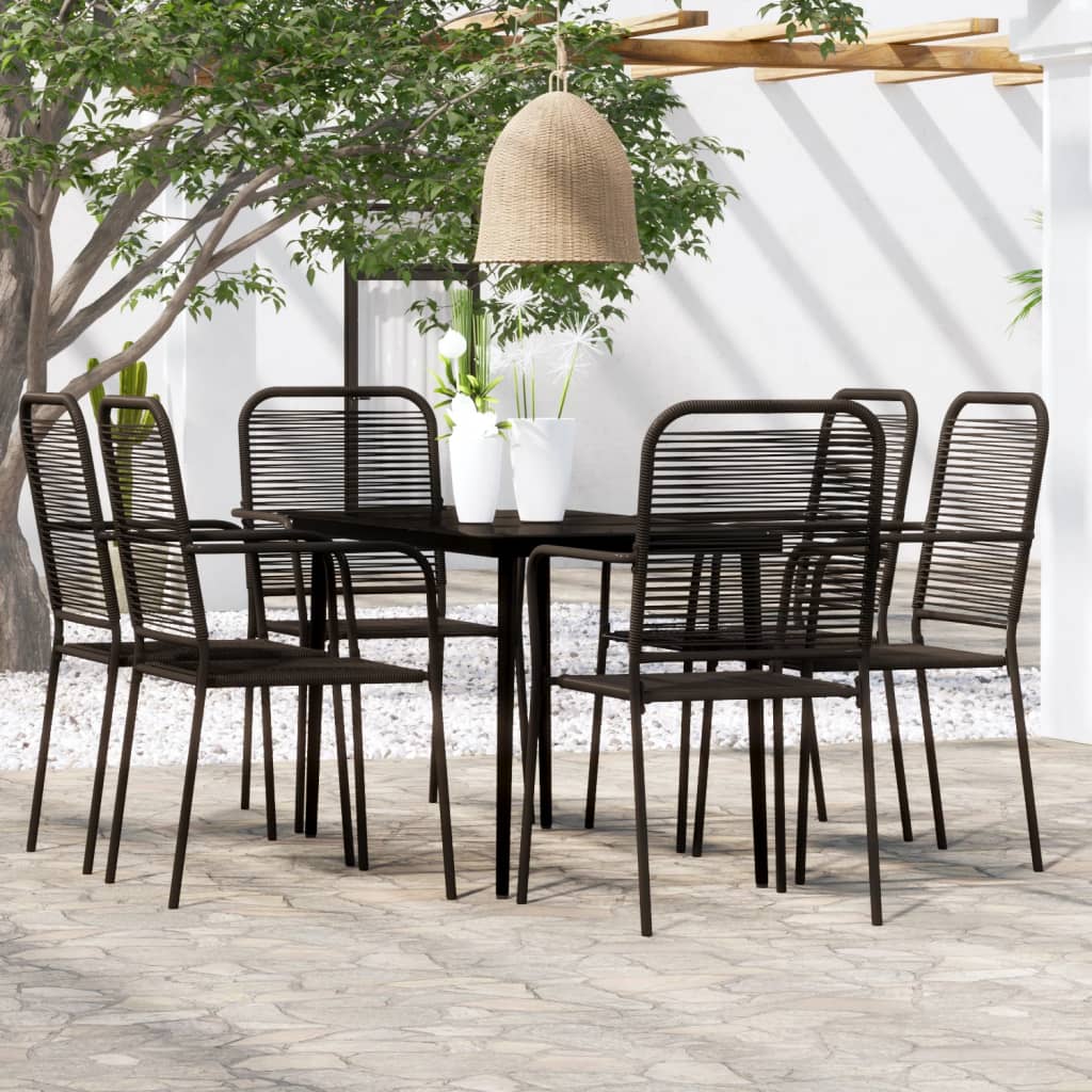 vidaXL Ensemble de Salle à Manger de Jardin 7 Pcs Noir